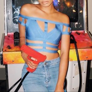 Blue bandage crop top